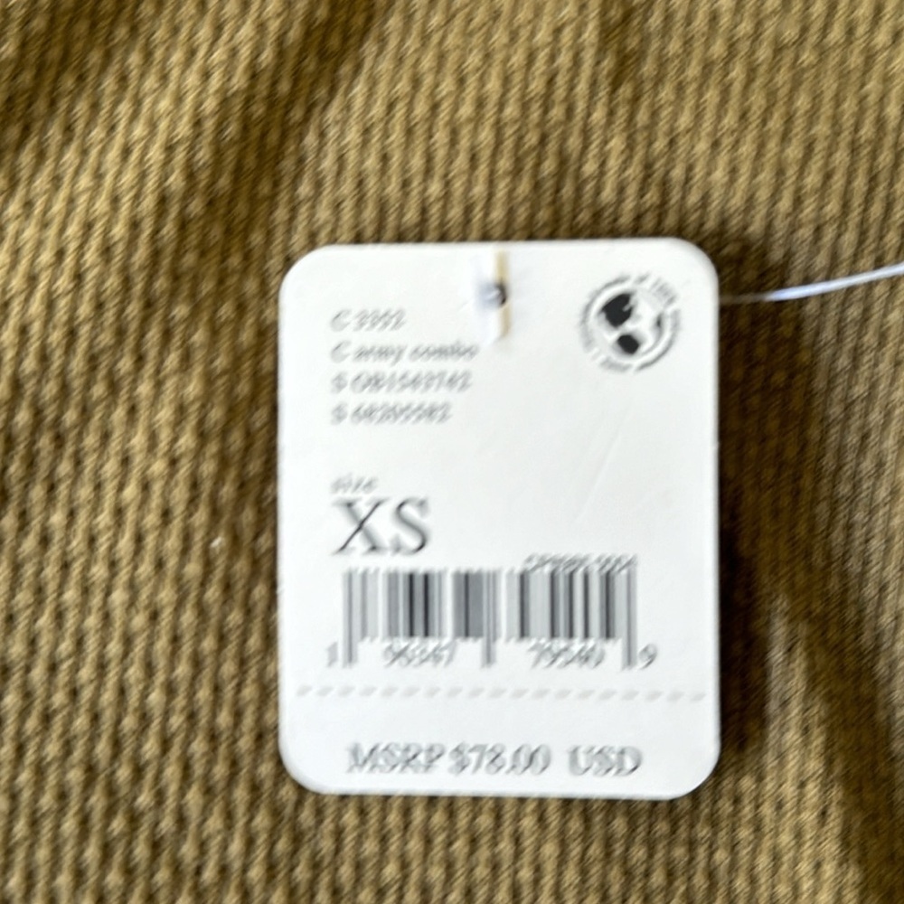 NWT FREE PEOPLE Mikah layering cuff knit top size XS green longsleeve henley - Picture 9 of 11